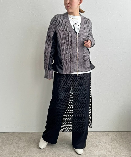 LHELBIE（レルビエ）の「ダブルジップドロストカーディガン（カーディガン/ボレロ・レディース・グレー/ネイビー系/アイボリー・M）」の9枚目の写真