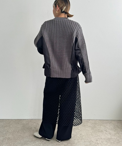 LHELBIE（レルビエ）の「ダブルジップドロストカーディガン（カーディガン/ボレロ・レディース・グレー/ネイビー系/アイボリー・M）」の6枚目の写真