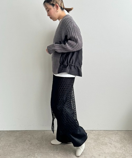 LHELBIE（レルビエ）の「ダブルジップドロストカーディガン（カーディガン/ボレロ・レディース・グレー/ネイビー系/アイボリー・M）」の8枚目の写真