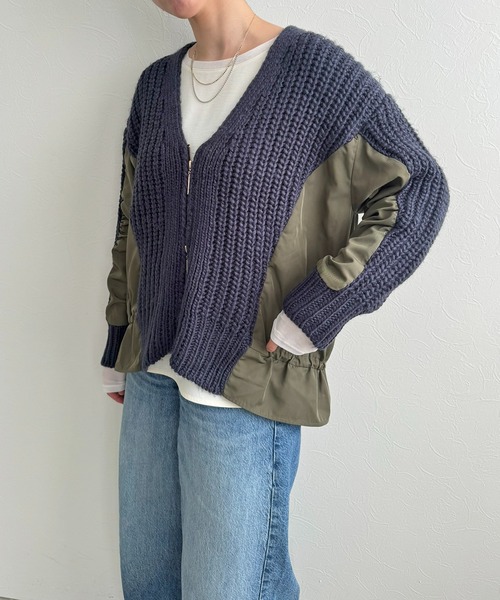 LHELBIE（レルビエ）の「ダブルジップドロストカーディガン（カーディガン/ボレロ・レディース・グレー/ネイビー系/アイボリー・M）」の22枚目の写真