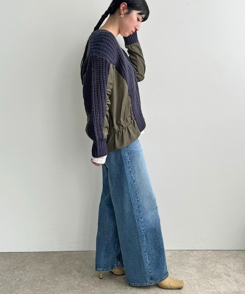 LHELBIE（レルビエ）の「ダブルジップドロストカーディガン（カーディガン/ボレロ・レディース・グレー/ネイビー系/アイボリー・M）」の19枚目の写真