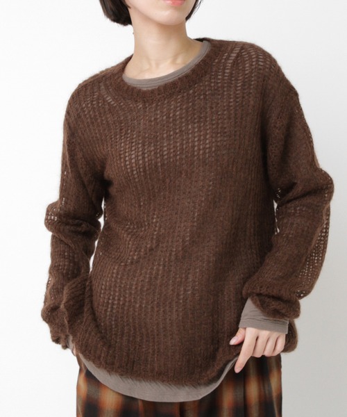 RNA-N(アールエヌエーエヌ)の「K2736 モヘアクループルオーバー(ニット/セーター・レディース・ブラウン/レッド/杢グレー・FREE)」の2枚目の写真