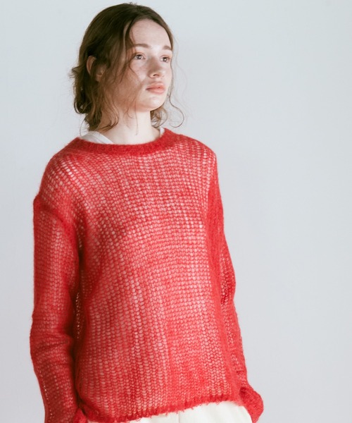 RNA-N(アールエヌエーエヌ)の「K2736 モヘアクループルオーバー(ニット/セーター・レディース・ブラウン/レッド/杢グレー・FREE)」の3枚目の写真