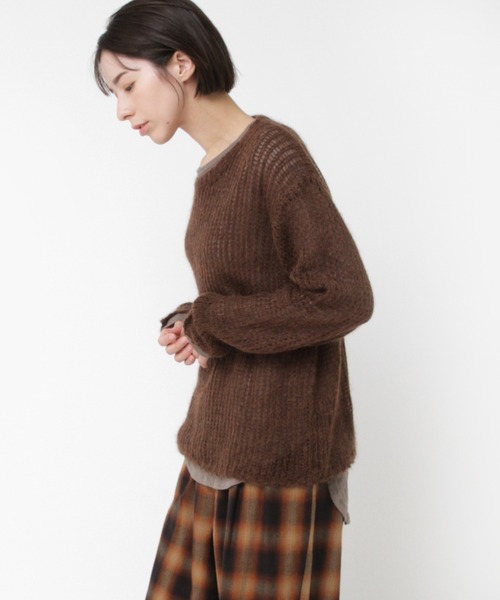 RNA-N(アールエヌエーエヌ)の「K2736 モヘアクループルオーバー(ニット/セーター・レディース・ブラウン/レッド/杢グレー・FREE)」の20枚目の写真