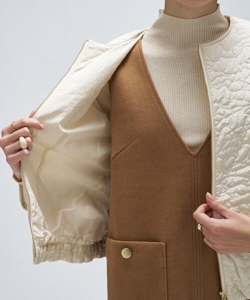 cloenc（クロエンス）の「【手洗い可】アートキルトショートブルゾン（ブルゾン・レディース・ブラック/オフホワイト・02）」の8枚目の写真