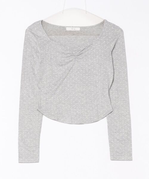 Nia(ニア)の「Nia(ニア)/ドット柄 長袖ガーリーカットソー(Tシャツ/カットソー・レディース・グレー/ホワイト・MEDIUM/SMALL)」の6枚目の写真