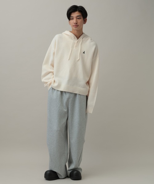 ALAND（エーランド）の「【UNISEX】ALAND／Aロゴニットフーディー（ニット/セーター・レディース・ブルー/グレー/ブラック/アイボリー/ピンク・SMALL/LARGE）」の6枚目の写真