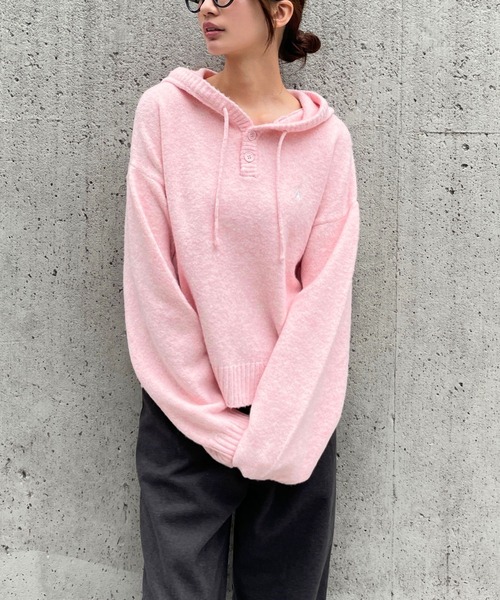 ALAND（エーランド）の「【UNISEX】ALAND／Aロゴニットフーディー（ニット/セーター・レディース・ブルー/グレー/ブラック/アイボリー/ピンク・SMALL/LARGE）」の16枚目の写真