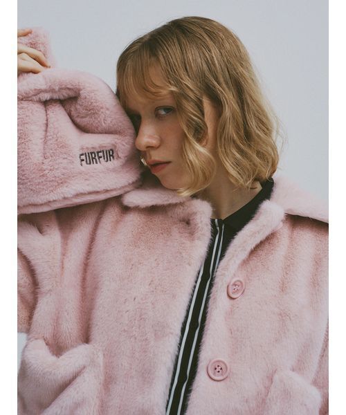 FURFUR（ファーファー）の「エコファージャケット（ブルゾン・レディース・アニマル/ピンク/チャコールグレー・F）」の5枚目の写真