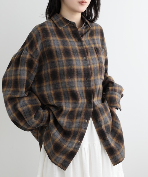 SUNFLOWER EIGHT(サンフラワーエイト)の「ベーシックオーバーシャツ(シャツ/ブラウス・レディース・グレー/ブラック/ブラウン・M)」の5枚目の写真