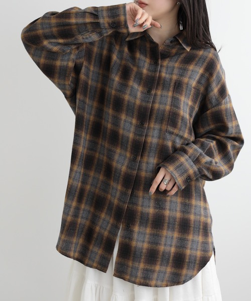 SUNFLOWER EIGHT(サンフラワーエイト)の「ベーシックオーバーシャツ(シャツ/ブラウス・レディース・グレー/ブラック/ブラウン・M)」の6枚目の写真