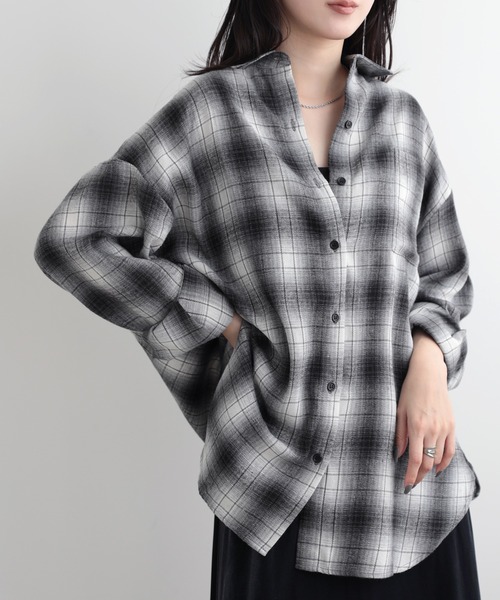 SUNFLOWER EIGHT(サンフラワーエイト)の「ベーシックオーバーシャツ(シャツ/ブラウス・レディース・グレー/ブラック/ブラウン・M)」の9枚目の写真