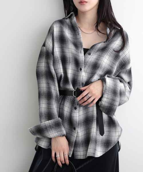 SUNFLOWER EIGHT(サンフラワーエイト)の「ベーシックオーバーシャツ(シャツ/ブラウス・レディース・グレー/ブラック/ブラウン・M)」の10枚目の写真