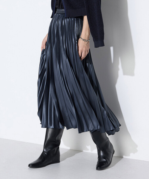 K.T KIYOKO TAKASE（キヨコタカセ）の「サテンチンツ コンビネーションプリーツスカート（スカート・レディース・キナリ/チャコール/ブルー系その他・9号/7号）」の3枚目の写真