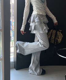 LYEON（リヨン）の「ティアードスカートレイヤードスウェットフレアパンツ（スウェットパンツ）」