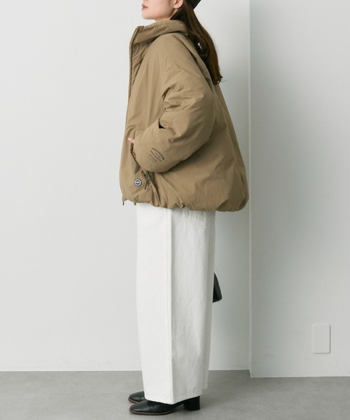 PUAL CE CIN リサイクルダウンジップアップフードジャケット キャメル
