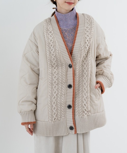 refinedworks(リファインドワークス)の「【refinedworks】異素材 ドッキングアウター(その他アウター・レディース・ベージュ/ブラック/カーキ・FREE)」の1枚目の写真