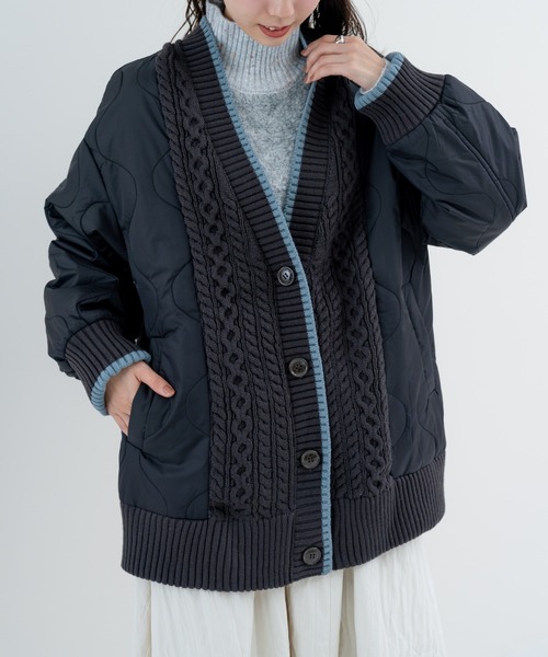 refinedworks(リファインドワークス)の「【refinedworks】異素材 ドッキングアウター(その他アウター・レディース・ベージュ/ブラック/カーキ・FREE)」の2枚目の写真