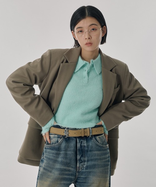 Perushu（ペルーシュ）の「ウールタッチスタッズレイヤードテーラードジャケット（テーラードジャケット・レディース・ライトブラウン/チャコールグレー/ライトグレー・SMALL/MEDIUM）」の3枚目の写真