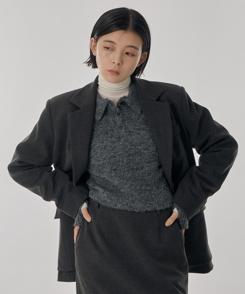 Perushu（ペルーシュ）の「ウールタッチスタッズレイヤードテーラードジャケット（テーラードジャケット・レディース・ライトブラウン/チャコールグレー/ライトグレー・SMALL/MEDIUM）」の22枚目の写真