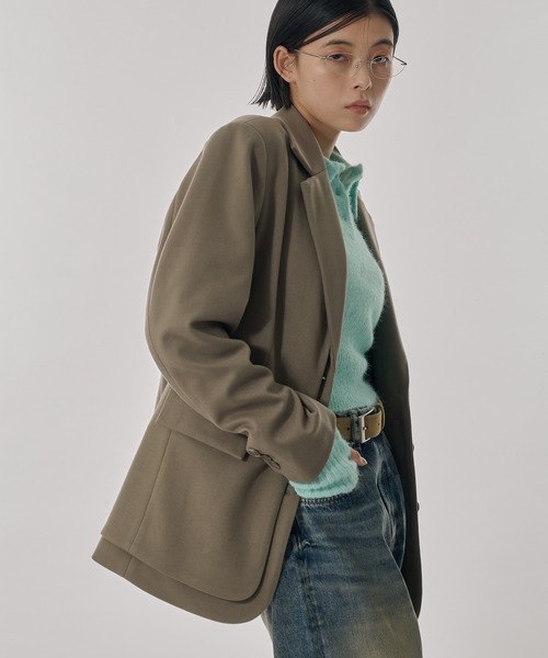 Perushu（ペルーシュ）の「ウールタッチスタッズレイヤードテーラードジャケット（テーラードジャケット・レディース・ライトブラウン/チャコールグレー/ライトグレー・SMALL/MEDIUM）」の7枚目の写真