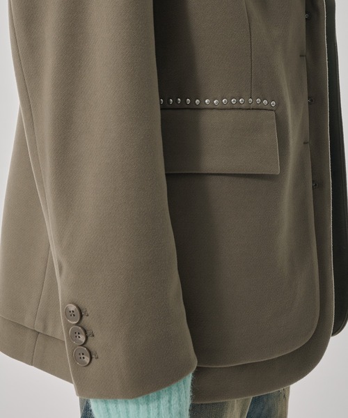 Perushu（ペルーシュ）の「ウールタッチスタッズレイヤードテーラードジャケット（テーラードジャケット・レディース・ライトブラウン/チャコールグレー/ライトグレー・SMALL/MEDIUM）」の16枚目の写真