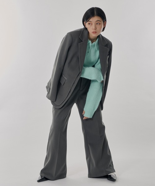 Perushu（ペルーシュ）の「ウールタッチスタッズレイヤードテーラードジャケット（テーラードジャケット・レディース・ライトブラウン/チャコールグレー/ライトグレー・SMALL/MEDIUM）」の5枚目の写真