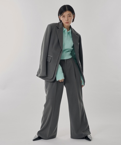 Perushu（ペルーシュ）の「ウールタッチスタッズレイヤードテーラードジャケット（テーラードジャケット・レディース・ライトブラウン/チャコールグレー/ライトグレー・SMALL/MEDIUM）」の6枚目の写真