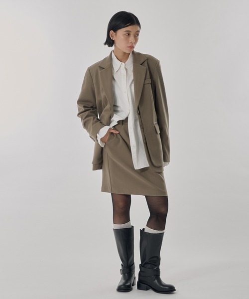 Perushu（ペルーシュ）の「ウールタッチスタッズレイヤードテーラードジャケット（テーラードジャケット・レディース・ライトブラウン/チャコールグレー/ライトグレー・SMALL/MEDIUM）」の13枚目の写真