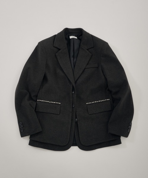 Perushu（ペルーシュ）の「ウールタッチスタッズレイヤードテーラードジャケット（テーラードジャケット・レディース・ライトブラウン/チャコールグレー/ライトグレー・SMALL/MEDIUM）」の18枚目の写真