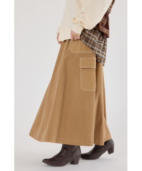 RODEO CROWNS WIDE BOWL(ロデオクラウンズワイドボウル)の「テープベルト異素材切替カーゴスカート(スカート・レディース・ブラック/ベージュ/グリーン・FREE)」の5枚目の写真