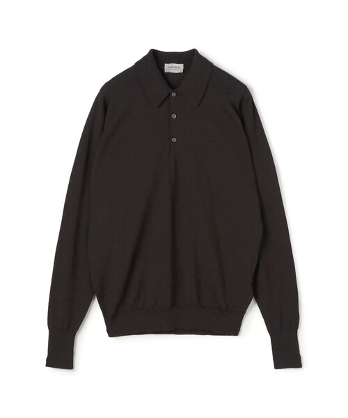 JOHN SMEDLEY(ジョンスメドレー)の「JOHN SMEDLEY DORSET メリノウール ポロカラープルオーバーニット(ニット/セーター・メンズ・グレー/ダークブラウン/オレンジ・M/S/L)」の1枚目の写真