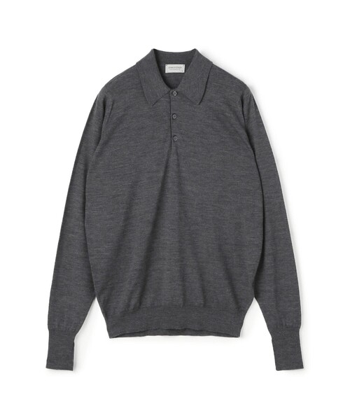 JOHN SMEDLEY(ジョンスメドレー)の「JOHN SMEDLEY DORSET メリノウール ポロカラープルオーバーニット(ニット/セーター・メンズ・グレー/ダークブラウン/オレンジ・M/S/L)」の2枚目の写真