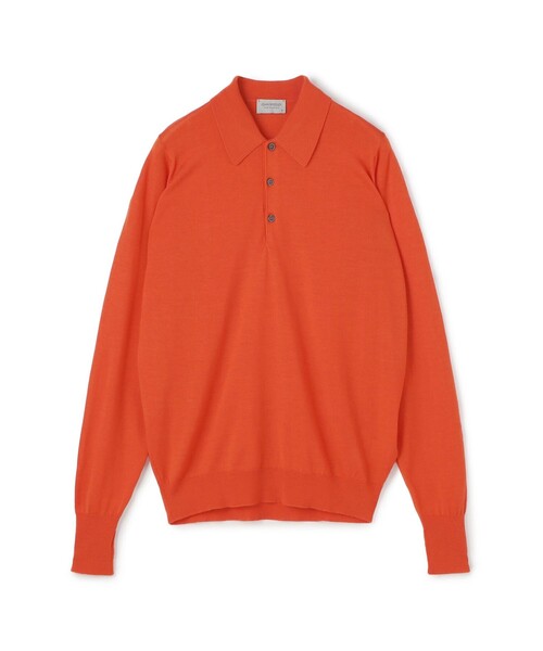 JOHN SMEDLEY(ジョンスメドレー)の「JOHN SMEDLEY DORSET メリノウール ポロカラープルオーバーニット(ニット/セーター・メンズ・グレー/ダークブラウン/オレンジ・M/S/L)」の3枚目の写真