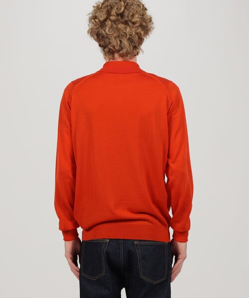 JOHN SMEDLEY(ジョンスメドレー)の「JOHN SMEDLEY DORSET メリノウール ポロカラープルオーバーニット(ニット/セーター・メンズ・グレー/ダークブラウン/オレンジ・M/S/L)」の8枚目の写真