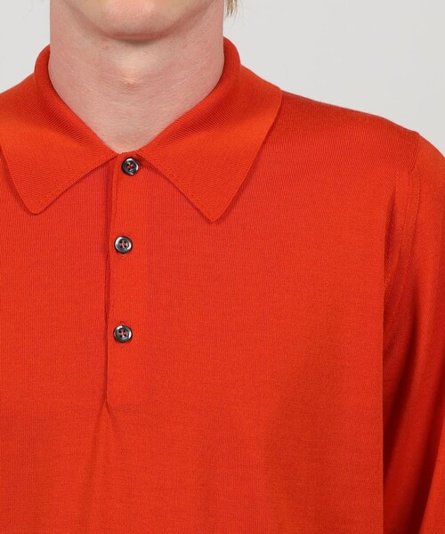 JOHN SMEDLEY(ジョンスメドレー)の「JOHN SMEDLEY DORSET メリノウール ポロカラープルオーバーニット(ニット/セーター・メンズ・グレー/ダークブラウン/オレンジ・M/S/L)」の9枚目の写真