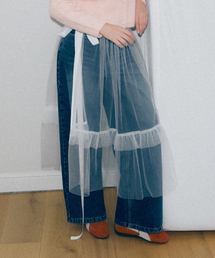 SHEER LAYERED RUFFLE SKIRT WHITE