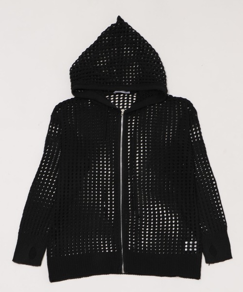 Figments（フィグメンツ）の「ブロックメッシュニットパーカー（パーカー・レディース・ブラック・FREE）」の4枚目の写真