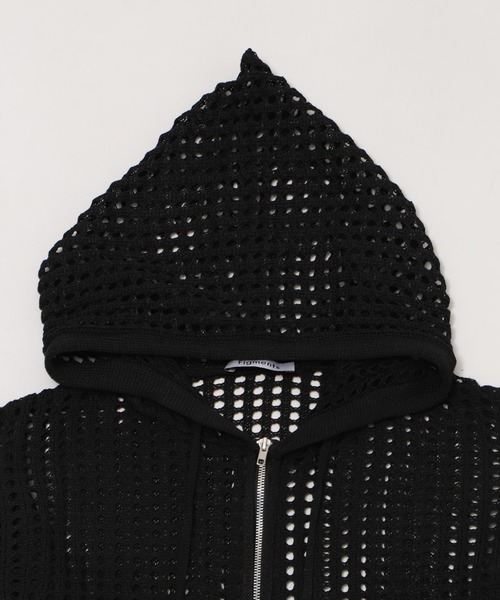 Figments（フィグメンツ）の「ブロックメッシュニットパーカー（パーカー・レディース・ブラック・FREE）」の6枚目の写真