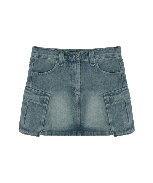 NICK&NICOLE(ニックアンドニコール)の「VINTAGE CARGO MINI DENIM SKIRT_VINTAGE BLUE(スカート・レディース・その他・SMALL/MEDIUM/LARGE)」の3枚目の写真