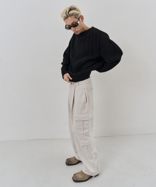 NUAKLE(ヌアクル)の「(m) フィールドワイドカーゴパンツ_ソフトクリーム(その他パンツ・メンズ・その他・2/3/1)」の1枚目の写真