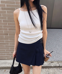 プリーツラップスカート_NAVY