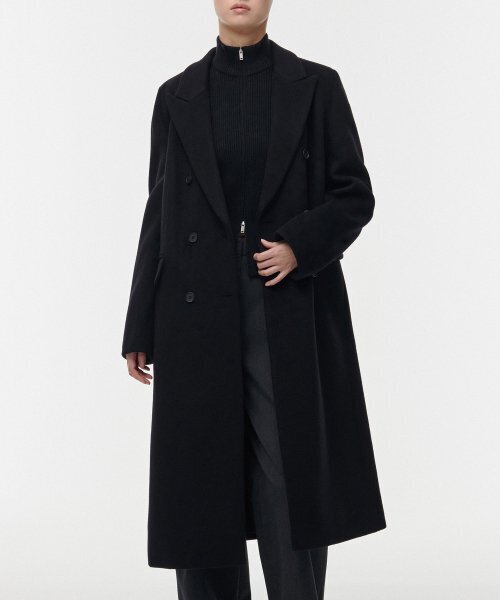 MUSINSA STANDARD WOMAN（ムシンサスタンダードウーマン）の「レディースカシミアブレンドダブルチェスターロングコート[ブラック]（チェスターコート・レディース・その他・SMALL/MEDIUM/LARGE/X-SMALL）」の2枚目の写真