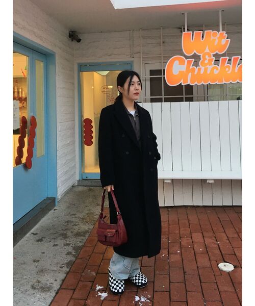MUSINSA STANDARD WOMAN（ムシンサスタンダードウーマン）の「レディースカシミアブレンドダブルチェスターロングコート[ブラック]（チェスターコート・レディース・その他・SMALL/MEDIUM/LARGE/X-SMALL）」の17枚目の写真