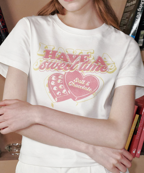 SALT AND CHOCOLATE（ソルトアンドチョコレート）の「[HAST] スウィートチョコレートクロップTシャツアイボリー4W2521005（Tシャツ/カットソー・レディース・その他・FREE）」の3枚目の写真