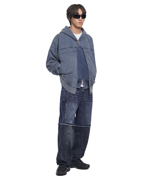 NOMANUAL(NOMANUAL)の「HALF & HALF DENIM PANTS - WASHED NAVY(デニムパンツ・レディース・その他・MEDIUM/LARGE/SMALL)」の4枚目の写真