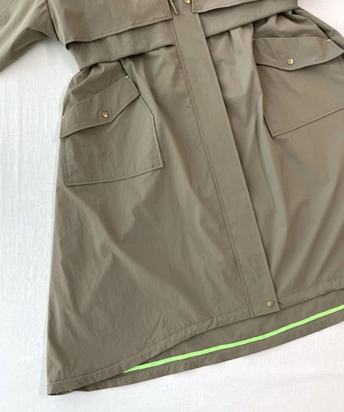 Q(キュー)の「リブドッキングミリタリーコート(ミリタリージャケット・レディース・チャコールグレー/カーキ・MEDIUM)」の21枚目の写真