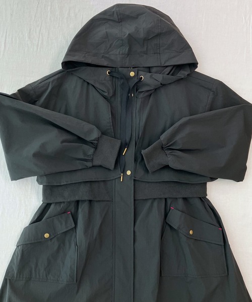 Q(キュー)の「リブドッキングミリタリーコート(ミリタリージャケット・レディース・チャコールグレー/カーキ・MEDIUM)」の7枚目の写真