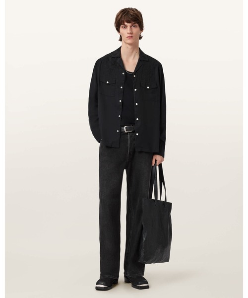 ALLSAINTS(オールセインツ)の「AKAN LONG SLEEVE EMBROIDERED SHIRT | AKAN 長袖 刺繍 シャツ(シャツ/ブラウス・メンズ・ブラック系その他・S/M/XS)」の3枚目の写真