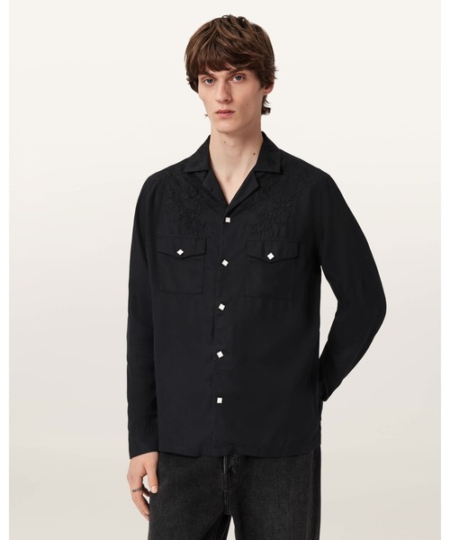 ALLSAINTS(オールセインツ)の「AKAN LONG SLEEVE EMBROIDERED SHIRT | AKAN 長袖 刺繍 シャツ(シャツ/ブラウス・メンズ・ブラック系その他・S/M/XS)」の4枚目の写真